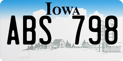 IA license plate ABS798
