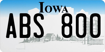 IA license plate ABS800