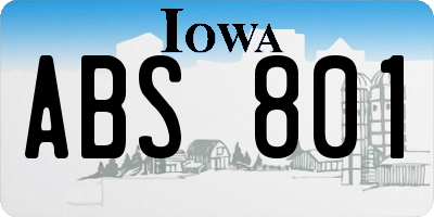 IA license plate ABS801