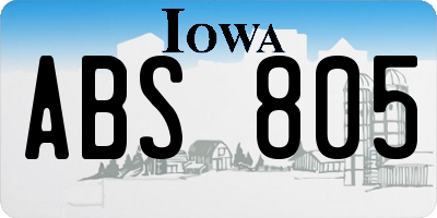 IA license plate ABS805