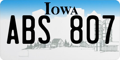 IA license plate ABS807