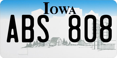 IA license plate ABS808