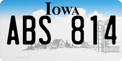 IA license plate ABS814