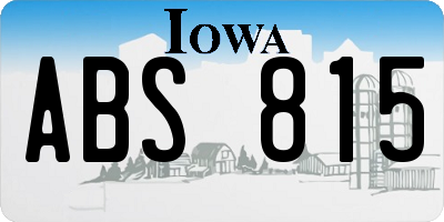 IA license plate ABS815