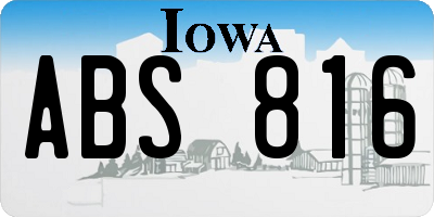 IA license plate ABS816