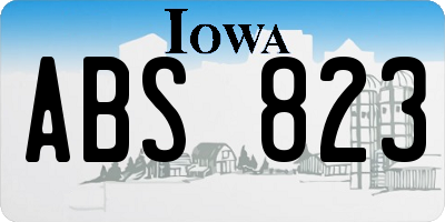 IA license plate ABS823