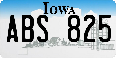 IA license plate ABS825
