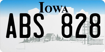 IA license plate ABS828