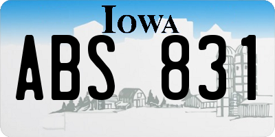 IA license plate ABS831