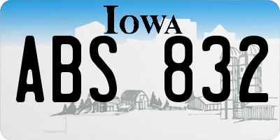IA license plate ABS832