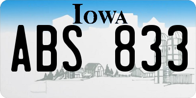 IA license plate ABS833