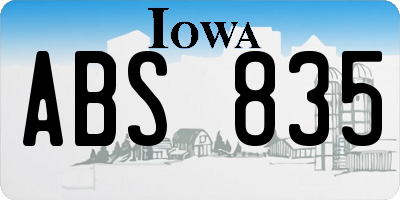 IA license plate ABS835