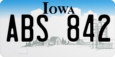 IA license plate ABS842