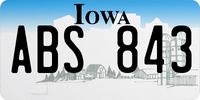 IA license plate ABS843