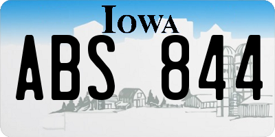IA license plate ABS844