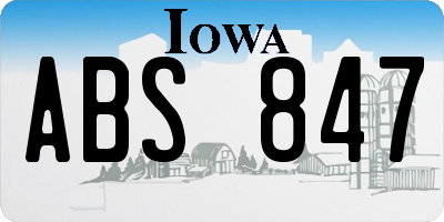 IA license plate ABS847