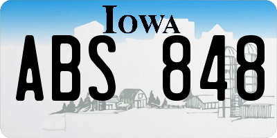 IA license plate ABS848