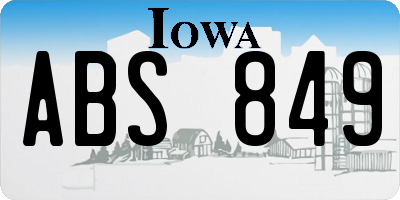 IA license plate ABS849