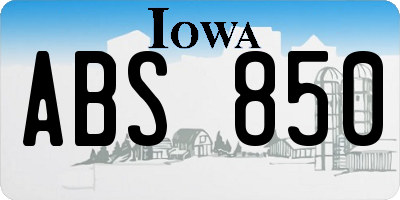IA license plate ABS850