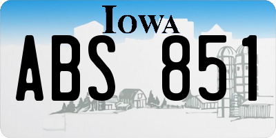 IA license plate ABS851