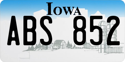 IA license plate ABS852