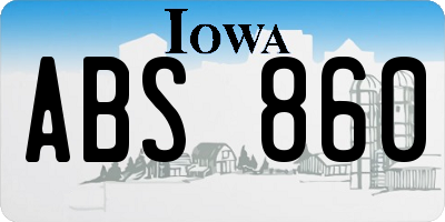 IA license plate ABS860