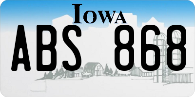 IA license plate ABS868