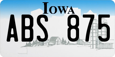 IA license plate ABS875