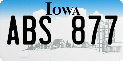 IA license plate ABS877