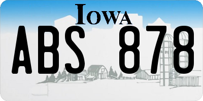 IA license plate ABS878