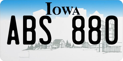 IA license plate ABS880