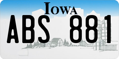 IA license plate ABS881
