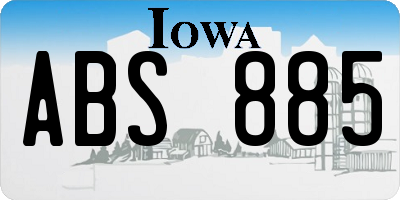 IA license plate ABS885