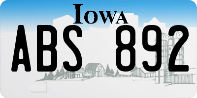 IA license plate ABS892