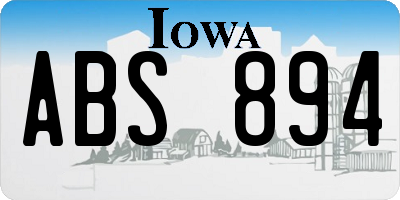 IA license plate ABS894