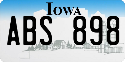 IA license plate ABS898