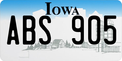 IA license plate ABS905