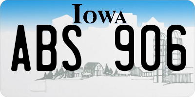 IA license plate ABS906