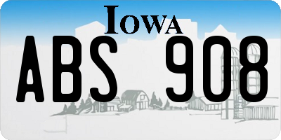 IA license plate ABS908