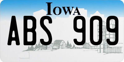 IA license plate ABS909