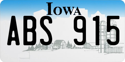IA license plate ABS915