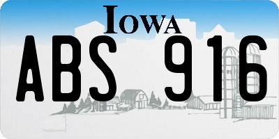 IA license plate ABS916