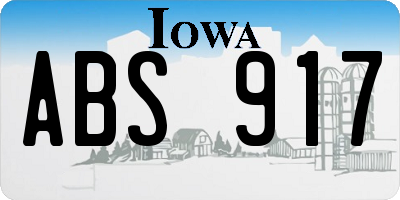 IA license plate ABS917