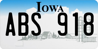 IA license plate ABS918
