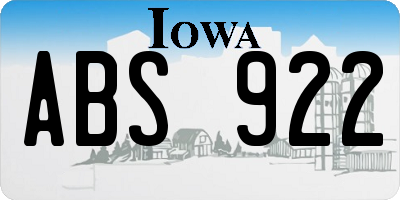 IA license plate ABS922