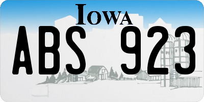 IA license plate ABS923