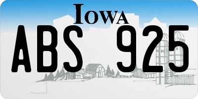 IA license plate ABS925