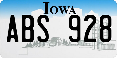 IA license plate ABS928