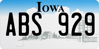 IA license plate ABS929