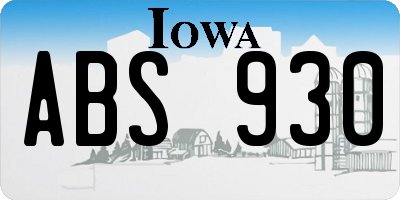 IA license plate ABS930